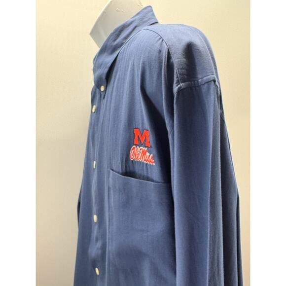 Ole Miss Vtg Button Down Blue Men’s Size 3X Club Colors 100% Cotton - Picture 4 of 8